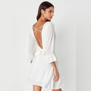 Lulu’s In the Meadow White Embroidered Backless Mini Dress